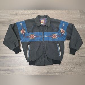 BEE WILD Vtg Southwestern Lined Workwear Coat Jacket Men Size Small Aztec Navajo